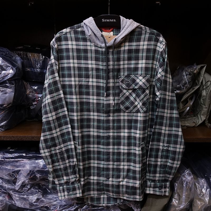 SIMMS】SANTEE FLANNEL HOODY - Forest/Carbon Camp Plaid(SALE